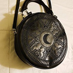 Restyle Moon Embroidery Handbag Witchy Purse Black